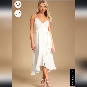 Lulu's White Size Medium Manhattan Moment Ruffled Midi Dress